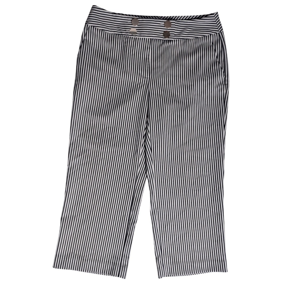 Chicos Petite Crop Pants Navy White Stripe Sailor Style Size 0